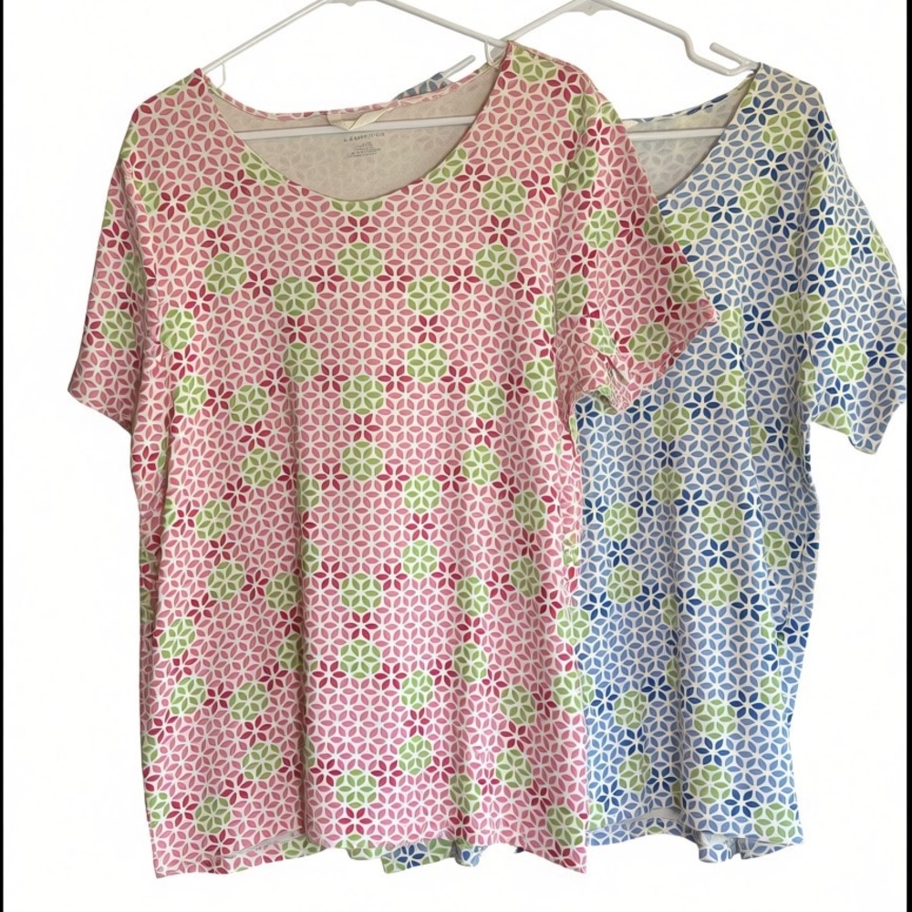TWO! Lands’ End Pastel Short Sleeve Tee Shirts. Size 1X. 16 18